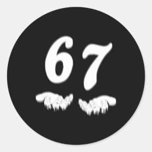 Pegatina Redonda Número 67 Coincidencia Seis Siete Meme Divertido H