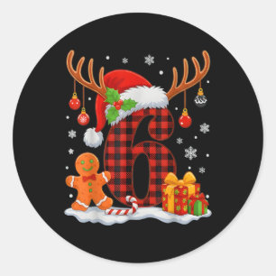 Pegatina Redonda Número 67 Navidad coincidente 6 7 Seis Siete 6 7 M