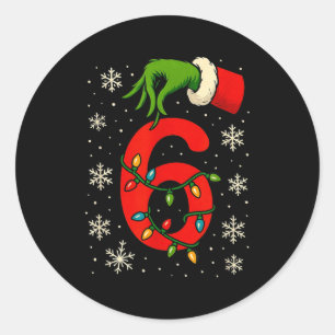 Pegatina Redonda Número 6 Coincidente Seis Siete Meme Navidad Chico