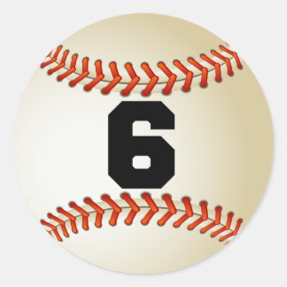 Pegatina Redonda Número 6 de béisbol