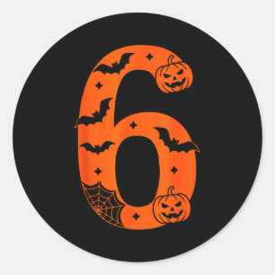 Pegatina Redonda Número 6 Divertido Seis Siete Meme Halloween 