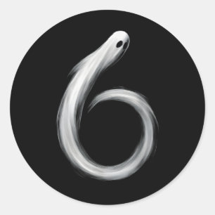 Pegatina Redonda Número 6 Fantasma Divertido Seis Siete 67 Hallowee