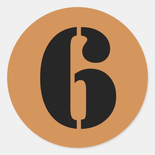 Pegatina Redonda Número 6 Seis números del patrón oro de Perú por J (Anverso)