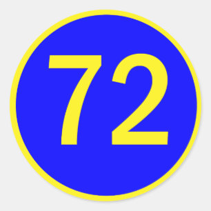 Pegatina Redonda número 72 en círculo