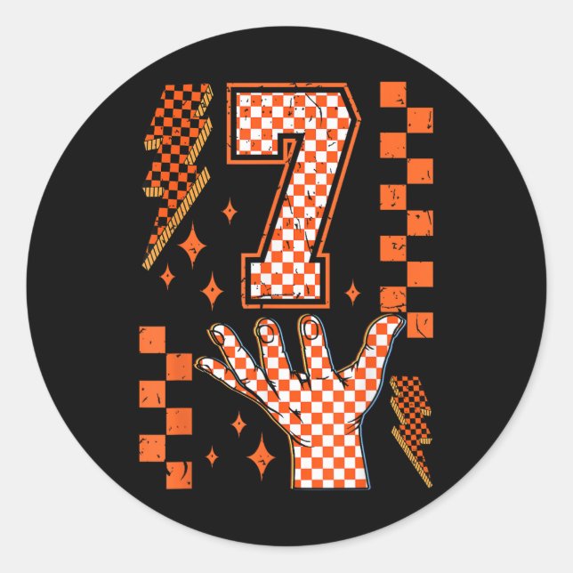 Pegatina Redonda Número 7 coincidente 67 Meme Cuadrillé Cost Hallow (Anverso)