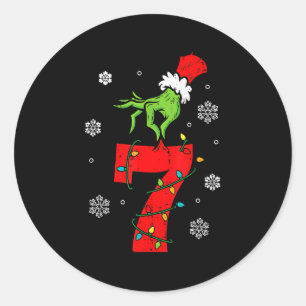 Pegatina Redonda Número 7 coincidente con 67 Meme 6 7 Navidad Chico
