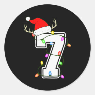 Pegatina Redonda Número 7 Cumpleaños Niño Navidad Feliz Cumpleaños