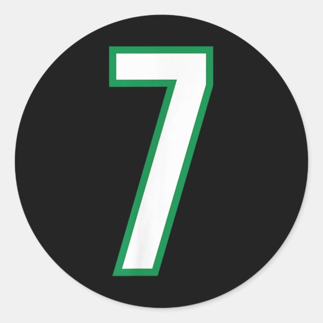 Pegatina Redonda Número 7 Deporte Verde Blanco (Anverso)