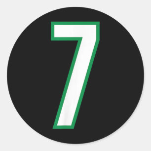 Pegatina Redonda Número 7 Deporte Verde Blanco