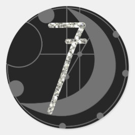 Pegatina Redonda Número 7 Siete vueltas Monograma Geométrico Moon N