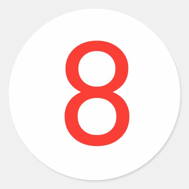 Pegatina Redonda Número 8 (Anverso)