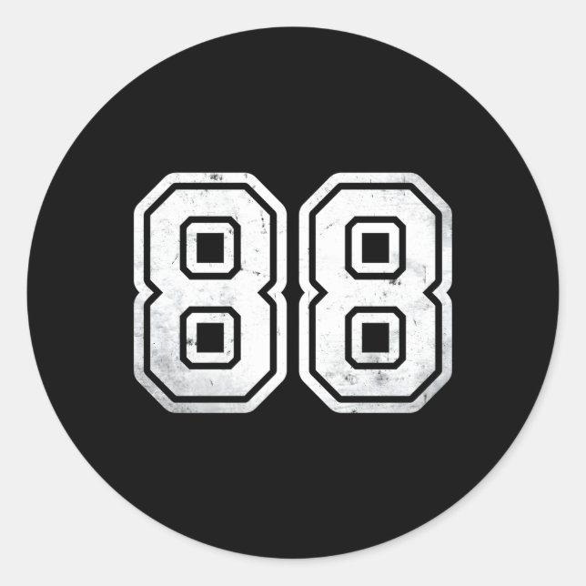Pegatina Redonda Número 88 Jersey De Deportes Blancos 88º (Anverso)