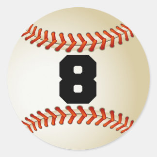 Pegatina Redonda Número 8 de béisbol