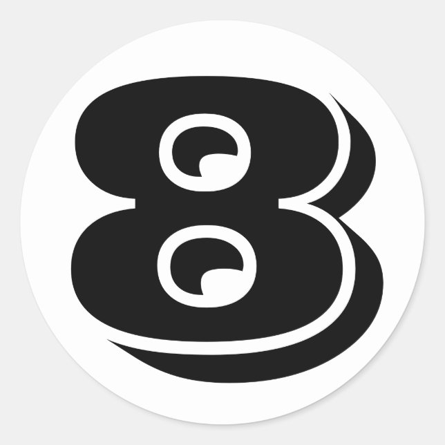 Pegatina Redonda Número 8 Ocho números de la vineta por Janz (Anverso)