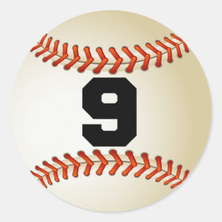 Pegatina Redonda Número 9 de béisbol