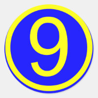 número 9 en círculo, fondo azul