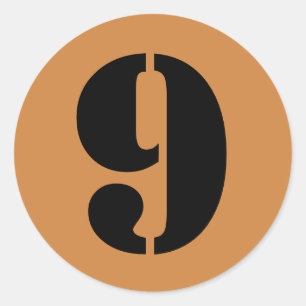 Pegatina Redonda Número 9 Nueve peruanos números del patrón oro de 