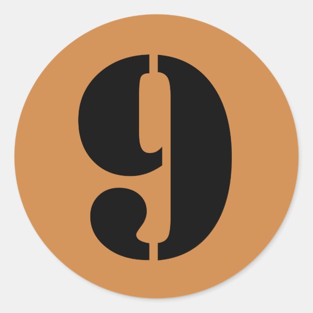 Pegatina Redonda Número 9 Nueve peruanos números del patrón oro de  (Anverso)