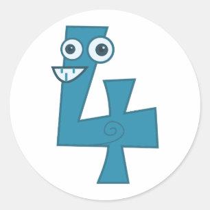 Pegatina Redonda Número animal 4