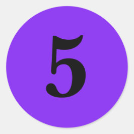 Pegatina Redonda Número cinco planificación simple 5 negro púrpura