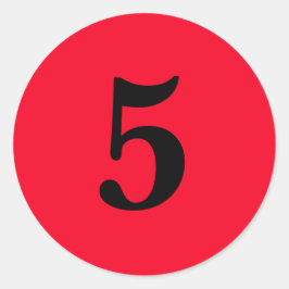 Pegatina Redonda Número cinco suministros de planificación simple 5