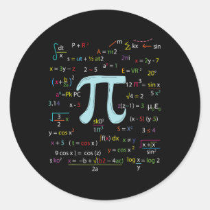 Pegatina Redonda Número Círculo De Pi Fórmulas Nerdy Mathematicians