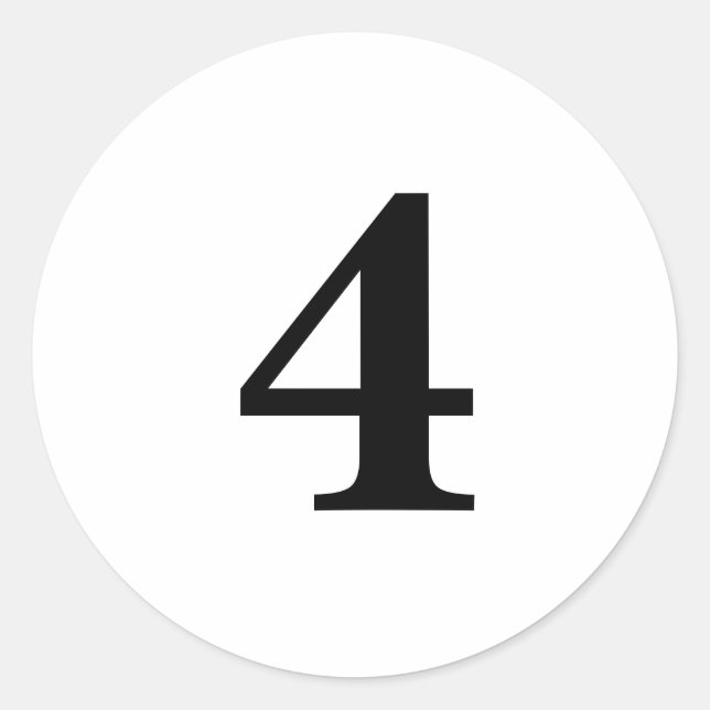 Pegatina Redonda Número Cuatro suministros de planificación simple  (Anverso)