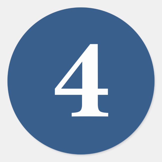 Pegatina Redonda Número Cuatro suministros de planificación simple  (Anverso)