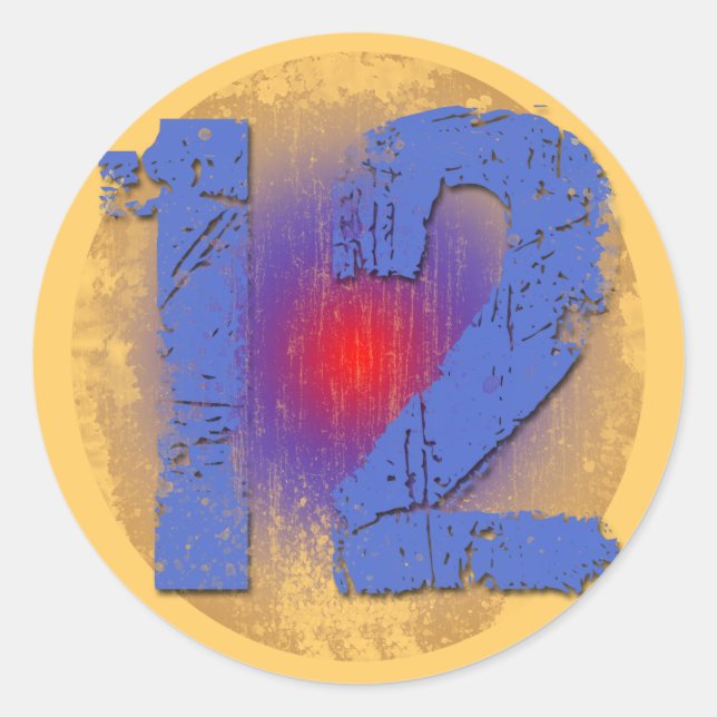 PEGATINA REDONDA NÚMERO DE ESTILO DE GRUNGE 12 (Anverso)