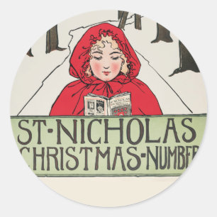 Pegatina Redonda Número de Navidades de San Nicolás Vintage (1896)