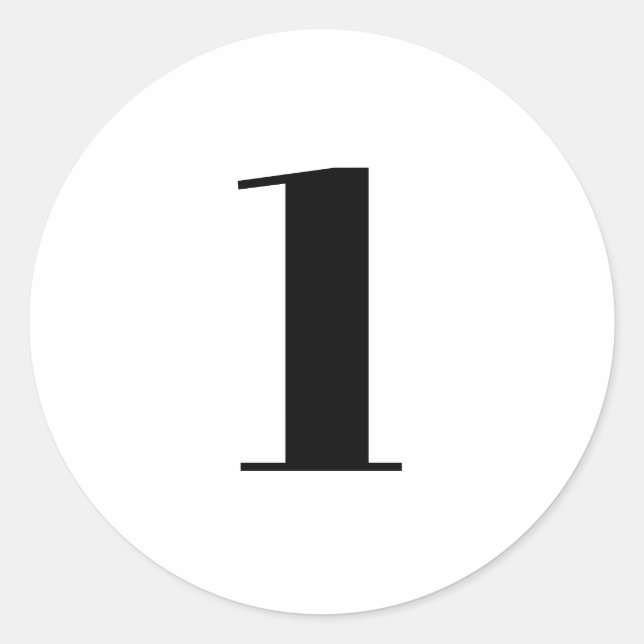 Pegatina Redonda Número de personalizado blanco negro moderno edad  (Anverso)