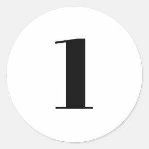 Pegatina Redonda Número de personalizado blanco negro moderno edad