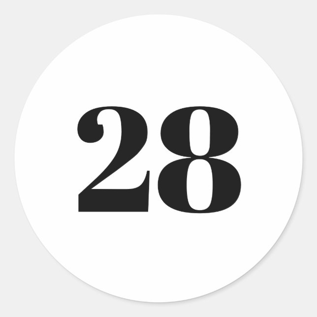 Pegatina Redonda Número de Personalizado moderno, fecha, blanco neg (Anverso)
