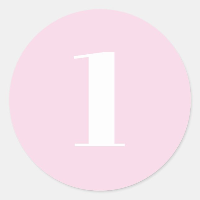Pegatina Redonda Número de Personalizado moderno, fecha, rosa claro (Anverso)