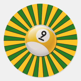 PEGATINA REDONDA NÚMERO DE RETRO 9 BILLIARDS BALL