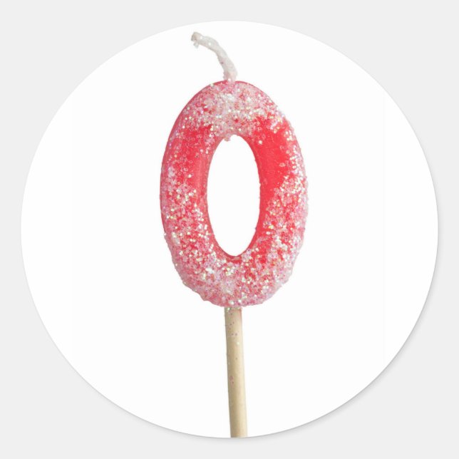 Pegatina Redonda Número de vela de cumpleaños 0 (Anverso)