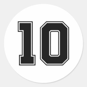 Pegatina Redonda Número Diez 10 Fuente deportiva