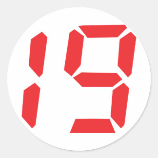 Pegatina Redonda Número digital del reloj de alarma roja 1919