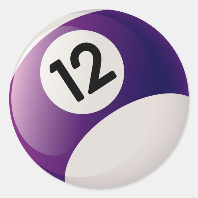 PEGATINA REDONDA NÚMERO DOCE BILLIARDS BALL (Anverso)