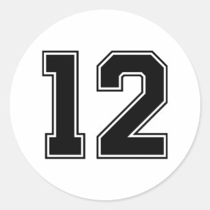 Pegatina Redonda Número Doce Fuente Deportiva 12