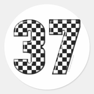 Pegatina Redonda número el competir con auto 37