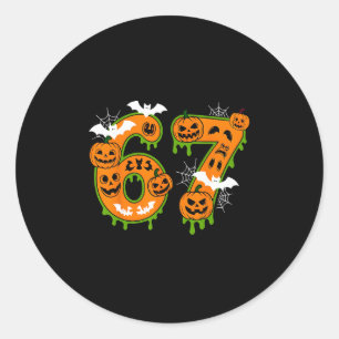 Pegatina Redonda Número espeluznante 67 en Halloween para todos 
