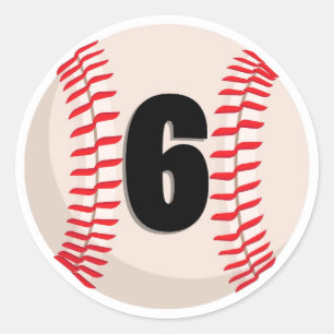 Pegatina Redonda Número favorito de béisbol #6