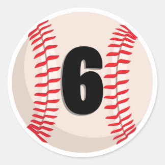 Pegatina Redonda Número favorito de béisbol #6