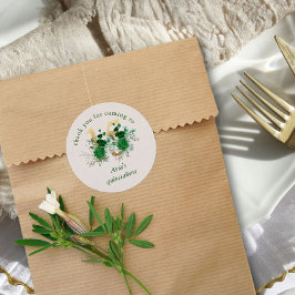 Pegatina Redonda Número Floral 15 Marfil Verde y Dorado Quinceañera