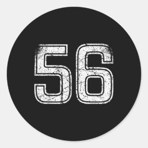 Pegatina Redonda Número número 56 de cosecha blanca deportiva