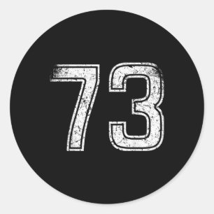 Pegatina Redonda Número número 73 de cosecha blanca deportiva