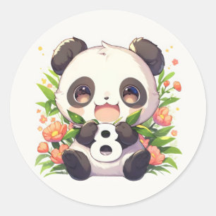 Pegatina Redonda Número Ocho Anime Panda