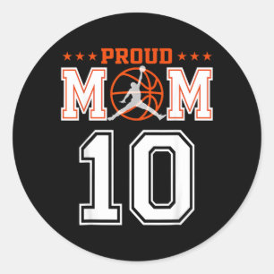 Pegatina Redonda Número personalizado 10 Orgullosa madre de béisbol