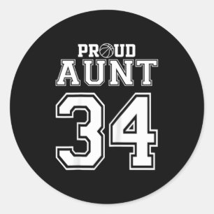 Pegatina Redonda Número Personalizado Orgulloso Baloncesto Tía Pers